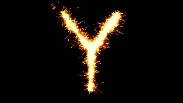 Alphabet Y Text Sparkler Glitter Sparks Firework Loop Animation — Stock Video