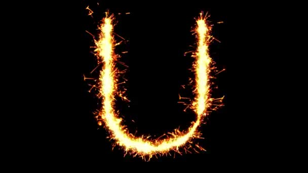 Alphabet U Texte Sparkler Glitter Sparks Firework Loop Animation — Video