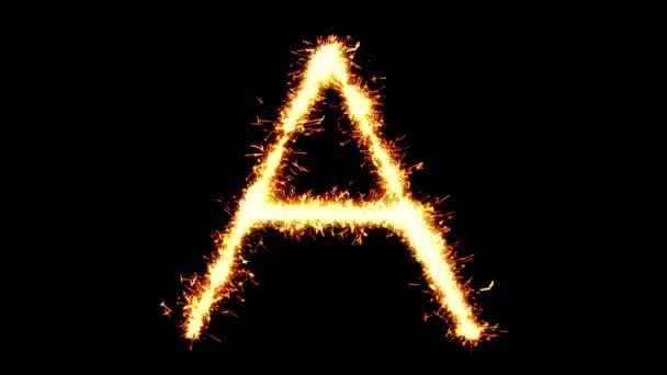 Alphabet A Text Sparkler Glitter Sparks Firework Loop Animation