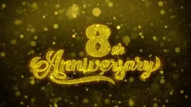 8. Mutlu Yıldönümü Altın Metin Altın Havai Fişek Ekran ile Yanıp Sönen Parçacıklar