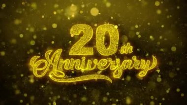 20. Mutlu Yıldönümü Altın Metin Altın Havai Fişek Ekran ile Yanıp Sönen Parçacıklar