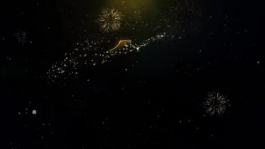 11. Happy Anniversary Yazılı Altın Parçacıklar Patlayan Havai Fişek Ekran