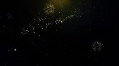 4 Happy Anniversary Yazılı Altın Parçacıklar Patlayan Havai Fişek Ekran