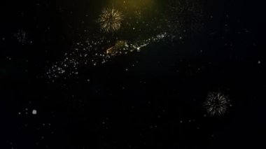 12. Happy Anniversary Yazılı Altın Parçacıklar Patlayan Havai Fişek Ekran