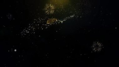 20. Happy Anniversary Yazılı Altın Parçacıklar Patlayan Havai Fişek Ekran