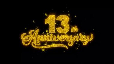 13. Mutlu Yıldönümü Tipografi altın parçacıklar kıvılcım havai fişek ile yazılmış