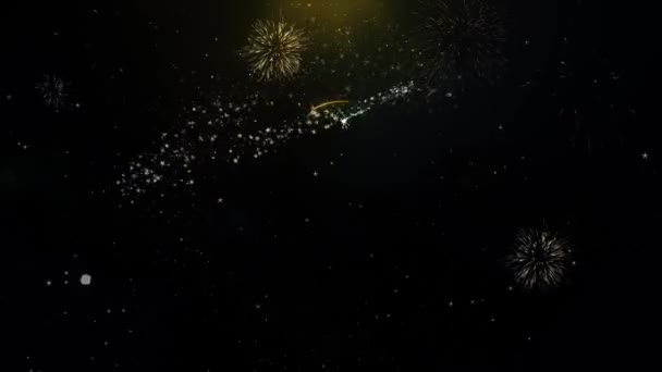 6th feliz aniversário escrito ouro partículas explodindo fogos de artifício de exibição — Vídeo de Stock