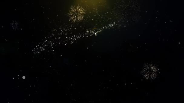 4th feliz aniversário escrito ouro partículas explodindo fogos de artifício de exibição — Vídeo de Stock