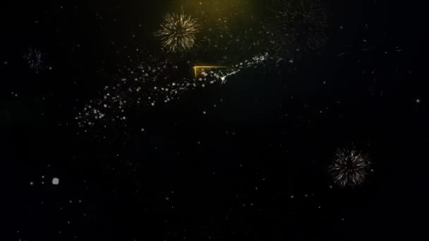 7. szczęśliwa rocznica pisemne złote cząstki eksplodujące fajerwerki Display — Wideo stockowe