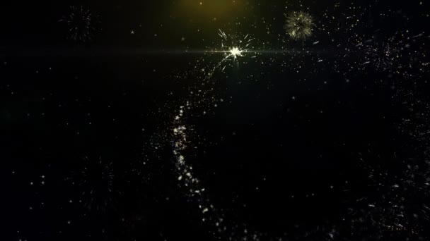 10-я годовщина со дня рождения Написанные золотые частицы Взрываются фейерверки дисплей — стоковое видео