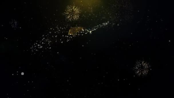 20周年記念書き込み金粒子爆発花火大会 — ストック動画