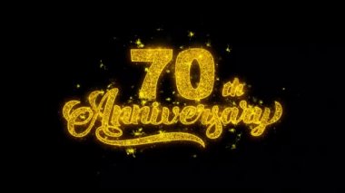 70. Mutlu Yıldönümü Tipografi altın parçacıklar ile yazılmış Havai Fişek Kıvılcımlar