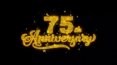 75. Mutlu Yıldönümü Tipografi altın parçacıklar ile yazılmış Havai Fişek Kıvılcımlar