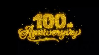 100. Mutlu Yıldönümü Tipografialtın Parçacıklar Kıvılcım havai fişek ile yazılmış
