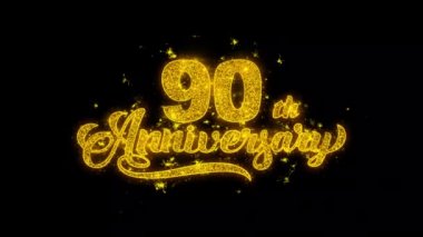 90. Mutlu Yıldönümü Tipografi altın parçacıklar ile yazılmış Kıvılcım Havai Fişek