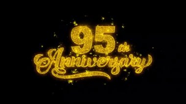 95. Mutlu Yıldönümü Tipografi altın parçacıklar ile yazılmış Kıvılcım Havai Fişek