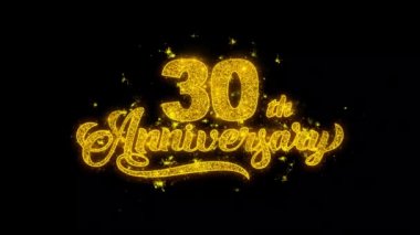 30. Mutlu Yıldönümü Tipografi altın parçacıklar ile yazılmış Kıvılcım Havai Fişek