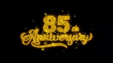 85. Mutlu Yıldönümü Tipografi altın parçacıklar ile yazılmış Kıvılcım Havai Fişek