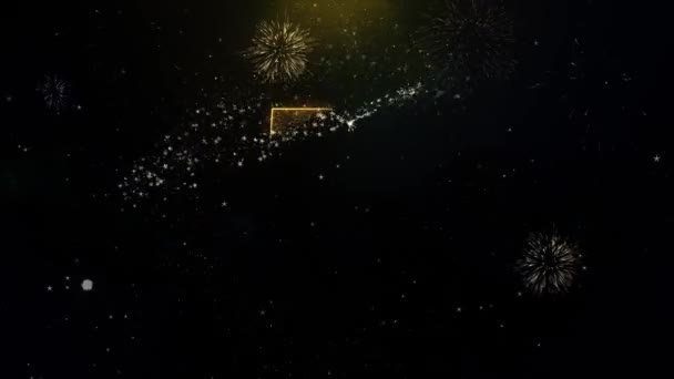 55th feliz aniversário escrito ouro partículas explodindo fogos de artifício de exibição — Vídeo de Stock