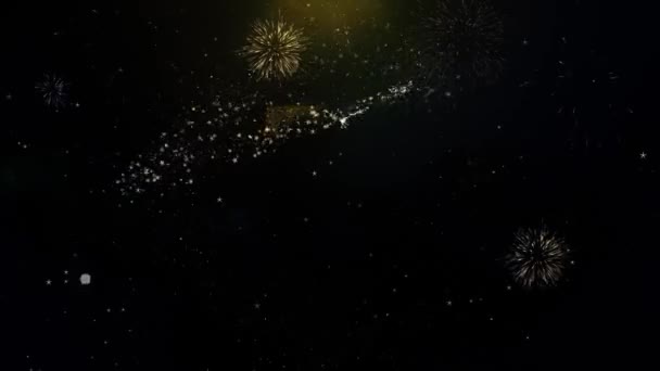 50t nejlepší výročí napsané zlaté částice explodující zobrazení Fireworks — Stock video
