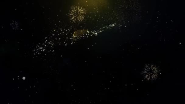 90. Mutlu Yıldönümü Yazılı Altın Parçacıklar Patlayan Havai Fişek Ekran — Stok video