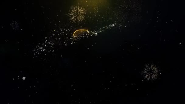 95. Mutlu Yıldönümü Yazılı Altın Parçacıklar Patlayan Havai Fişek Ekran — Stok video