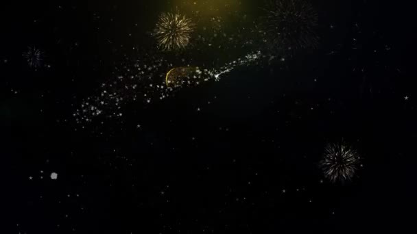 80th feliz aniversário escrito ouro partículas explodindo fogos de artifício de exibição — Vídeo de Stock