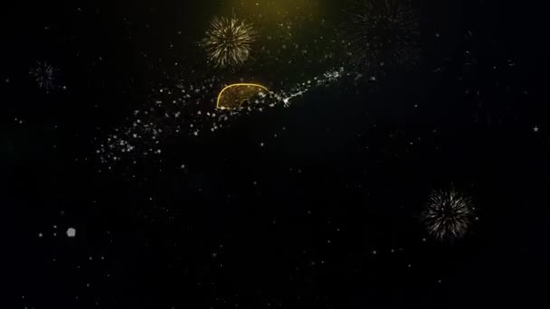 25. szczęśliwa rocznica pisemne złote cząstki eksplodujące fajerwerki Display — Wideo stockowe