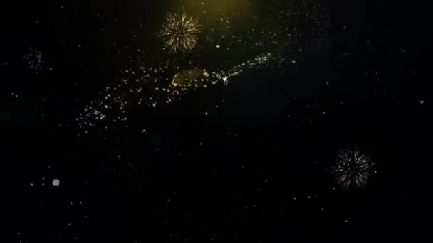 30 ^ Happy Anniversary Written Gold Particles Exploding Fireworks Show — Video Stock