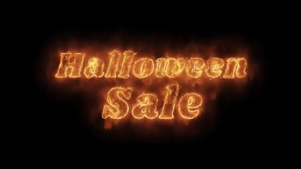 Halloween Offer Word Hot Animated Burning Realistic Fire Flame Loop. — Stock Video