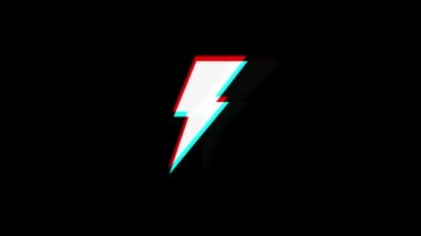 Enerji Flash simgesi Vintage Seğirilmiş Kötü Sinyal Animasyon.