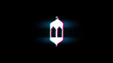 İslam, İslam, dini, Anıt, Glitch Retro Vintage Animasyon Anıtlar Sembolü.