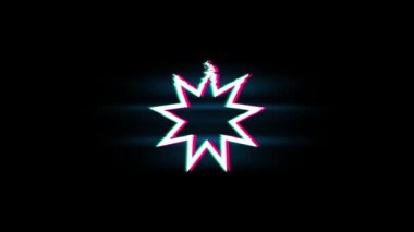 Bahai Nine glitch Retro Vintage Animasyon yıldız Bahaizm Sembolü sivri.