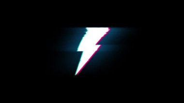 Glitch Retro Vintage Animasyon Enerji Flash Sembolü.