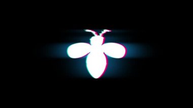Hata, böcek, doğa, Glitch Retro Vintage Animasyon üzerinde wasp Sembolü.