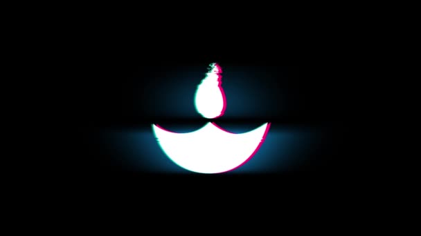 Diwali, diwali diya, lâmpada diwali, diya Símbolo em Glitch Retro Animação Vintage . — Vídeo de Stock