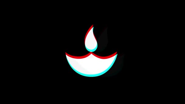 Diwali, diya diwali, lampada diwali, icona diya Vintage Twitched Bad Signal Animation . — Video Stock