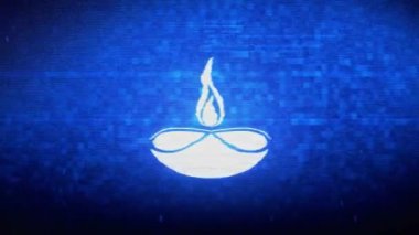 Diwali, diwali diya, diwali lamba, diya Symbol Dijital Piksel Gürültü Hatası Animasyon.