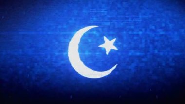Yıldız ve Hilal sembolü İslam dini Sembol Dijital Piksel Gürültü Hatası Animasyon.
