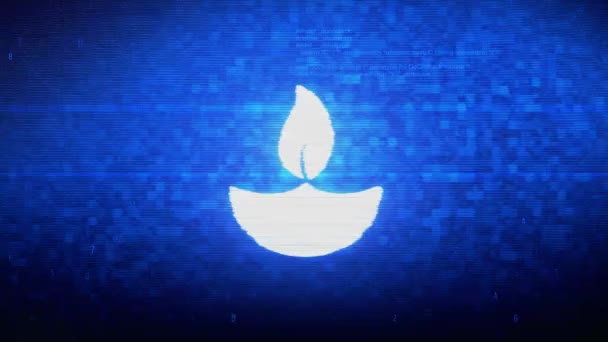 Diya, Lamp, Diwali, Decoration, Festival, Indian, Symbol Digital Pixel Noise Error Animation. — Stockvideo