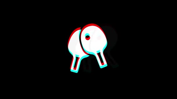 탁구, 라켓, 탁구 아이콘 빈티지 트위치 나쁜 신호 애니메이션. — 비디오