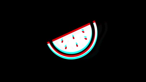 Citrullus, comida, fruta, icono de rebanada Vintage Twitched Bad Signal Animation . — Vídeo de stock