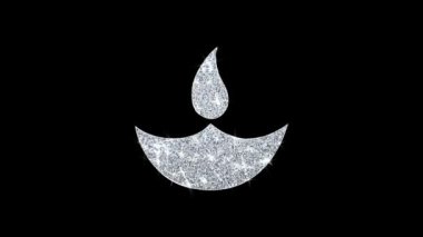 Diwali, diwali diya, diwali lamba, diya Icon Shining Glitter Loop Yanıp Sönen Parçacıklar .