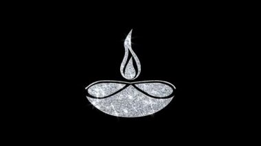 Diwali, diwali diya, diwali lamba, diya Icon Shining Glitter Loop Yanıp Sönen Parçacıklar .