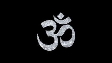 Hinduizm, meditasyon, om, yoga hindu sembolü, hint dini Simge Shining Glitter Loop Yanıp Sönen Parçacıklar .