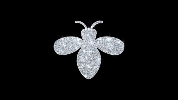 Böcek, böcek, doğa, arı arıcı Icon Shining Glitter Loop Yanıp Sönen Parçacıklar . — Stok video