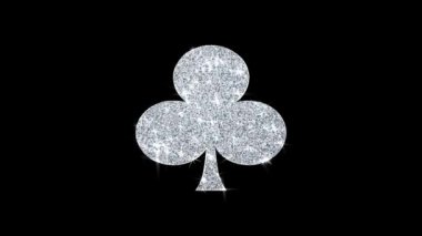 Playing Card Suit Club Icon Shining Glitter Loop Yanıp Sönen Parçacıklar .