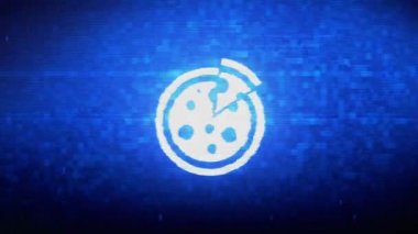 Fast, gıda, İtalyan, pizza Symbol Dijital Piksel Gürültü Hatası Animasyon.