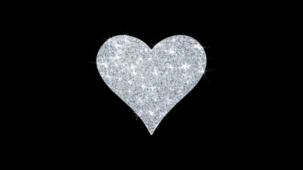 Oyun kartı kalp takım Icon Shining Glitter Loop Yanıp Sönen Parçacıklar . — Stok video