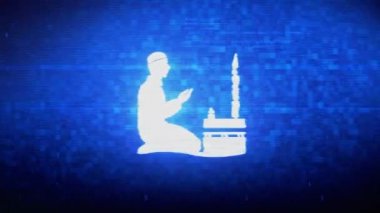 İslam, dua, dua, ramazan, din Sembolü Dijital Piksel Gürültü Hatası Animasyon.